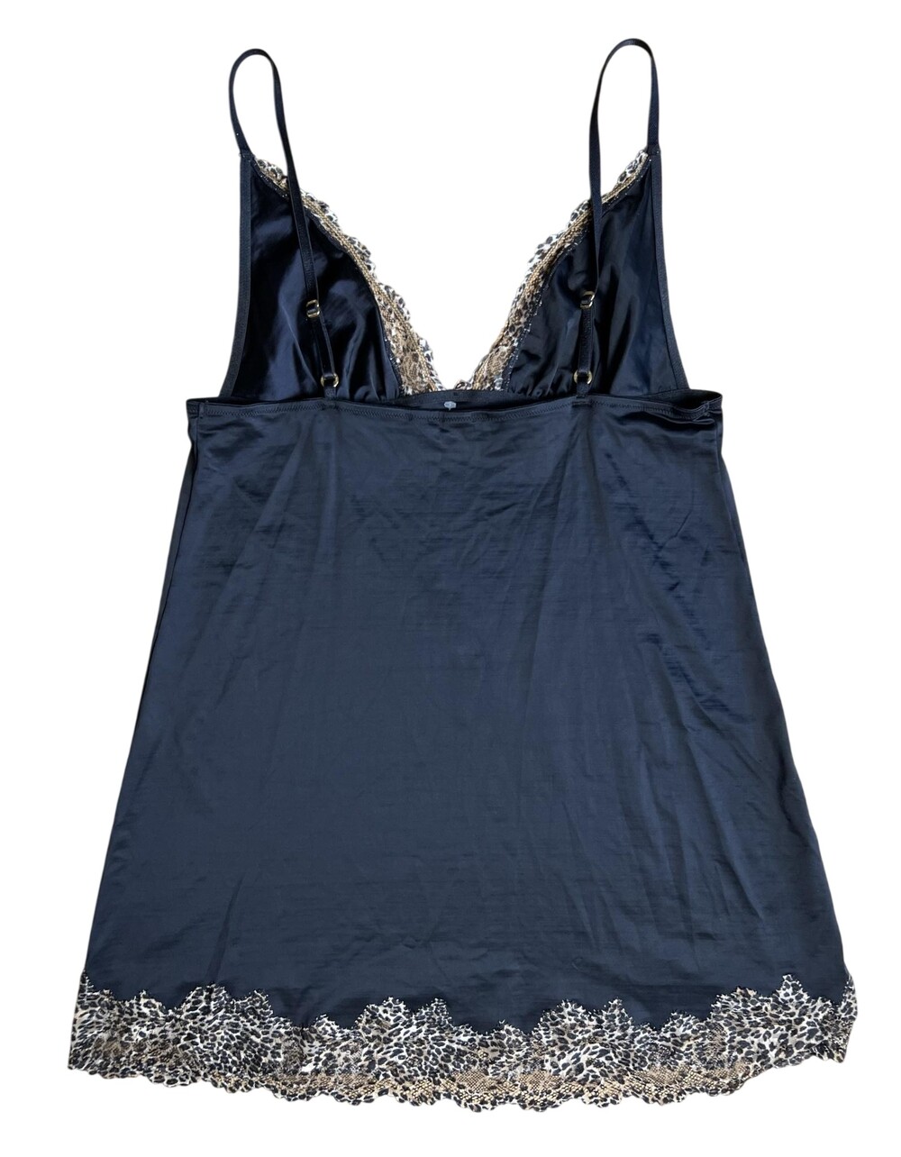 Victoria's Secret Tank Womens L Black Camisole Satin Adjustable Strap Lace Trim